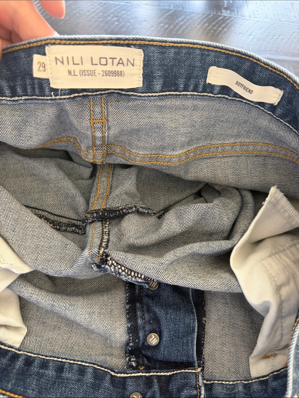 Nili Lotan Boyfriend Jeans Tribeca Wash Cotton Stretch Cropped Straight 29 USA - Picture 15 of 16